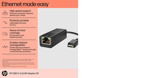 HP USB-C to RJ45 Adapter G2 interface cards/adapter RJ-45 HP USB-C to RJ45 Adapter G2 interface cards/adapter RJ-45